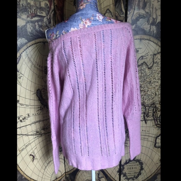 Juicy oversized mohair wool crewneck open knit sweater in bubblegum pink L - Picture 3 of 8